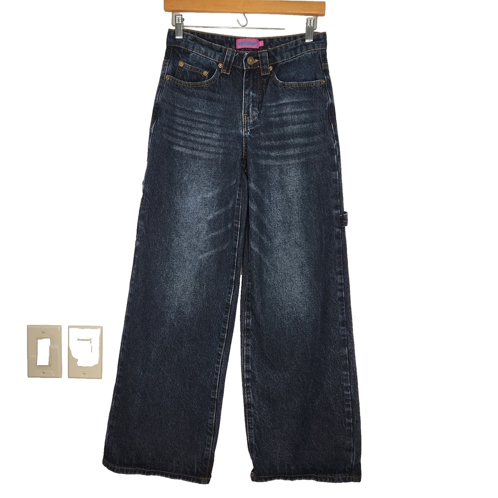 Edikted Wide Leg Carpenter Jeans XS Dark Wash‎ 100% Cotton Y2K Skater